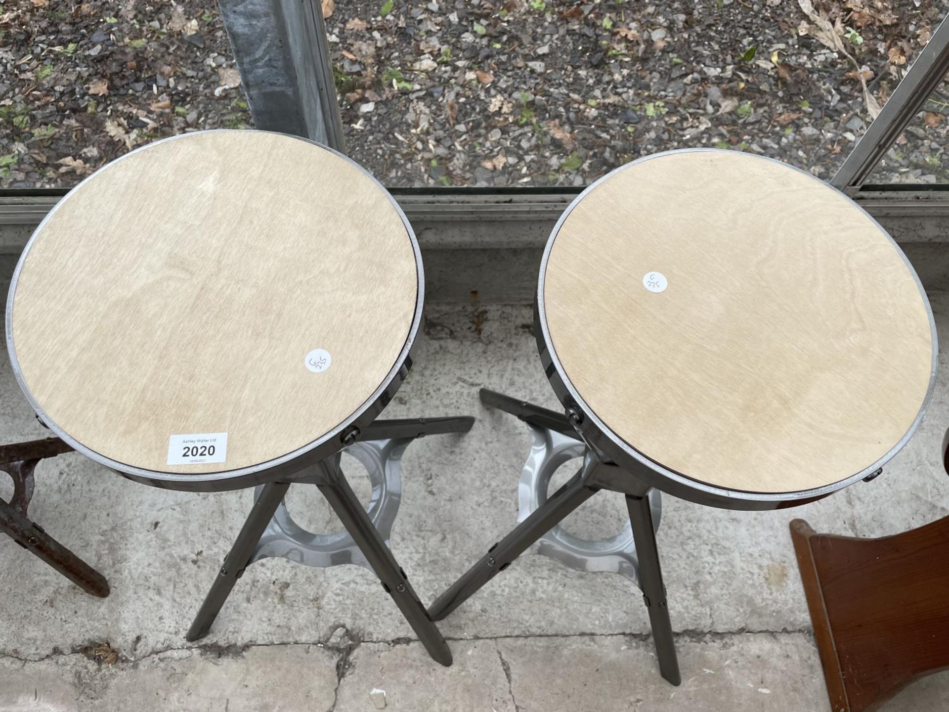 A PAIR OF INDUSTRIAL STYLE STOOLS, 30" HIGH - Image 2 of 3