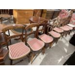 SIX VICTORIAN BEDROOM CHAIRS, BALLOON BACK CHAIR AND INLAID EDWARDIAN CHAIR