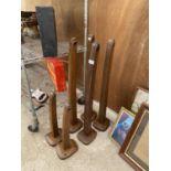 A GROUP OF SIX WOODEN WALL STANDS (2 SMALL AND 4 LARGER)