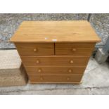 A MODERN PINE CHEST OF TWO SHORT AND THREE LONG DRAWERS, 31.5" WIDE