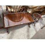 A MODERN REGENCY STYLE MAHOGANY COFFEE TABLE AND SMALL TRIPOD WINE TABLE