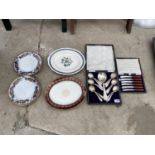 A COLLECTION OF CERAMIC PLATES AND EPNS FLAT WARE