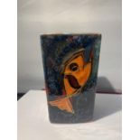 A HANDPAINTED ANITA HARRIS FISH VASE TRIAL SIGNED IN GOLD