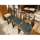 THREE BE-AT-EES OAK DINING CHAIRS AND ONE OTHER CHAIR