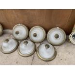 A GROUP OF 6 DOMED LIGHT FITTINGS