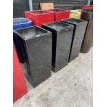 THREE SQUARE BLACK FIBRE GLASS PLANTERS (H:80CM)