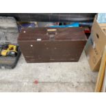 A VINTAGE WOODEN JOINERS CHEST