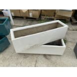 TWO LARGE WHITE GARDEN PLANTERS