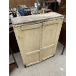 A VICTORIAN TWO DOOR CUPBOARD, 33" WIDE