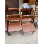 A SET OF FOUR RETRO TEAK DINING CHAIRS