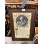 A VINTAGE FRAMED PAPAL BLESSING PIUS X1
