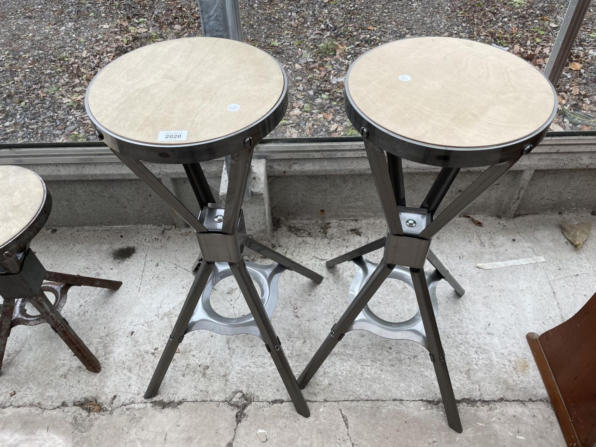 A PAIR OF INDUSTRIAL STYLE STOOLS, 30" HIGH