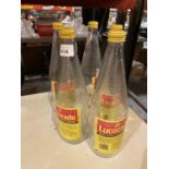 FIVE VINTAGE LUCOZADE GLASS BOTTLES