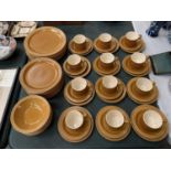 A LARGE QUANTITY OF HORNSEA 'SAFFRON' TABLEWARE TO INCLUDE TWELVE TRIOS