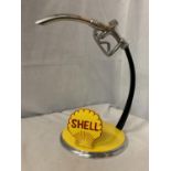 A SHELL PETROL PUMP HANDLE ON BASE