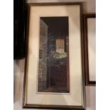 A FRAMED WATERCOLOUR OF 'FLOODLIT GLIMPSE, ST MARY'S, NANTWICH' BY WENDY RAMSAY