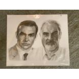 BLACK AND WHITE SKETCH STYLE PICTURE OF SEAN CONNERY