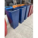 THREE SQUARE BLUE FIBRE GLASS PLANTERS (H:90CM)