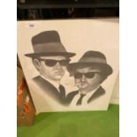 A BLACK AND WHITE SKETCH STYLE PICTURE OF THE BLUES BROTHERS