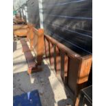 TWO VICTORIAN PITCH PINE PEW FRONTS AND ONE KNEELER, 108" WIDE