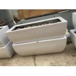 A PAIR OF RECTANGULAR FIBRE GLASS PLANTERS (75CM X 30CM X 30CM)