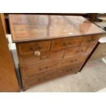 AN EDWARDIAN MAHOGANY AND INLAID CHEST OF TWO LONG DRAWERS, 40" WIDE