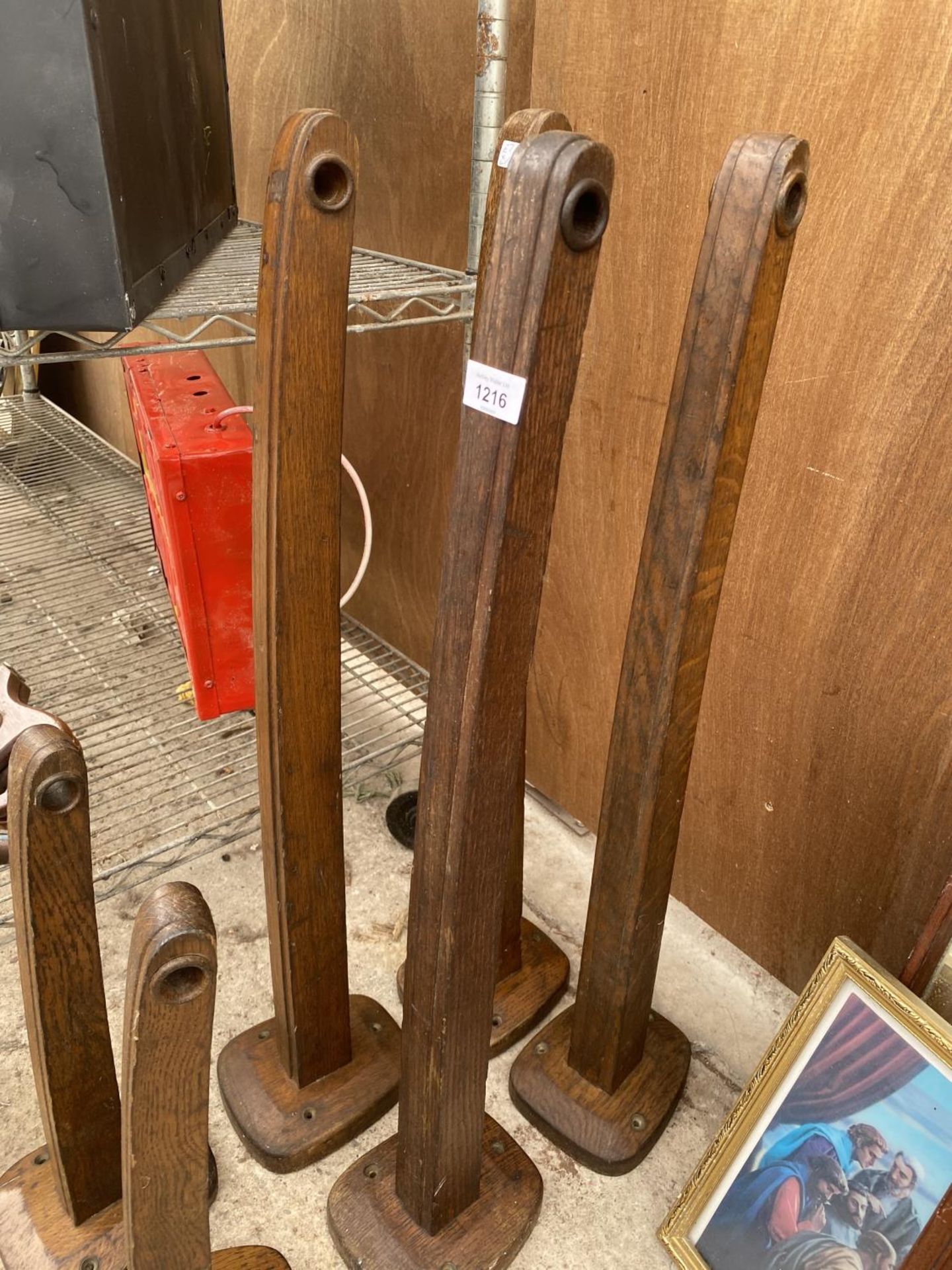 A GROUP OF SIX WOODEN WALL STANDS (2 SMALL AND 4 LARGER) - Image 2 of 3