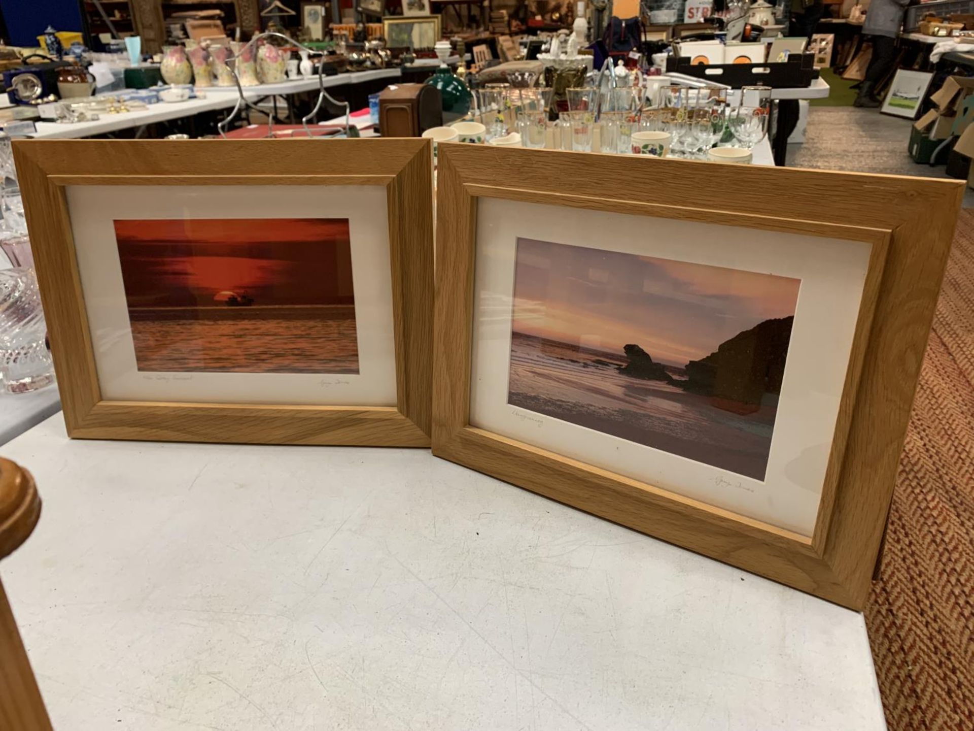 TWO FRAMED PHOTOGRAPHS AND A SMALL WOODEN STOOL ETC - Image 4 of 4