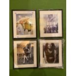 FOUR 12"X10" BLACK FRAMED PRINTS - MARILYN MONROE, THE RAT PACK, BOB MARLEY AND DEL BOY AND RODNEY