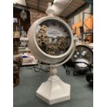 A CHAMPS ELYSEES DESIGN MANTEL CLOCK WITH VISABLE MOVEMENT H: 39CM