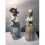 TWO CERAMIC FIGURES OF GIRLS ONE NAO AND ONE NAO STYLE
