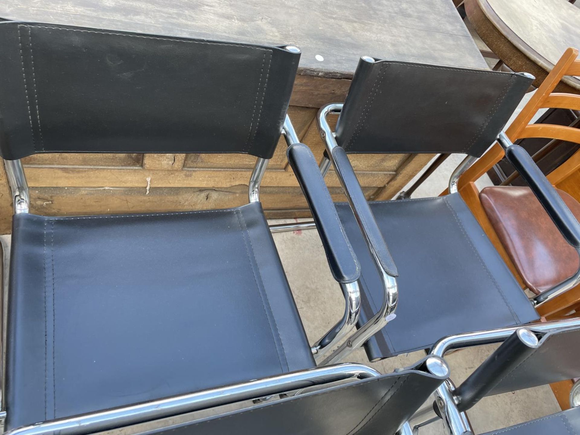 A SET OF EIGHT TUBULAR CHROME CANTILEVER CHAIRS - Image 5 of 7