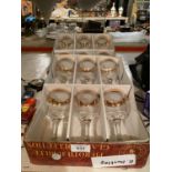 TWELVE BOXED LIMITED EDITION PIEROTH GLASSES TO INCLUDE WINE AND BRANDY