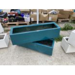 TWO LARGE BLUE GARDEN PLANTERS