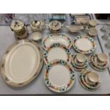 A LARGE QUANTITY OF CERAMICS TO INCLUDE ROYAL TUDOR WARE AND A BISHOP SERVING PLATE ETC