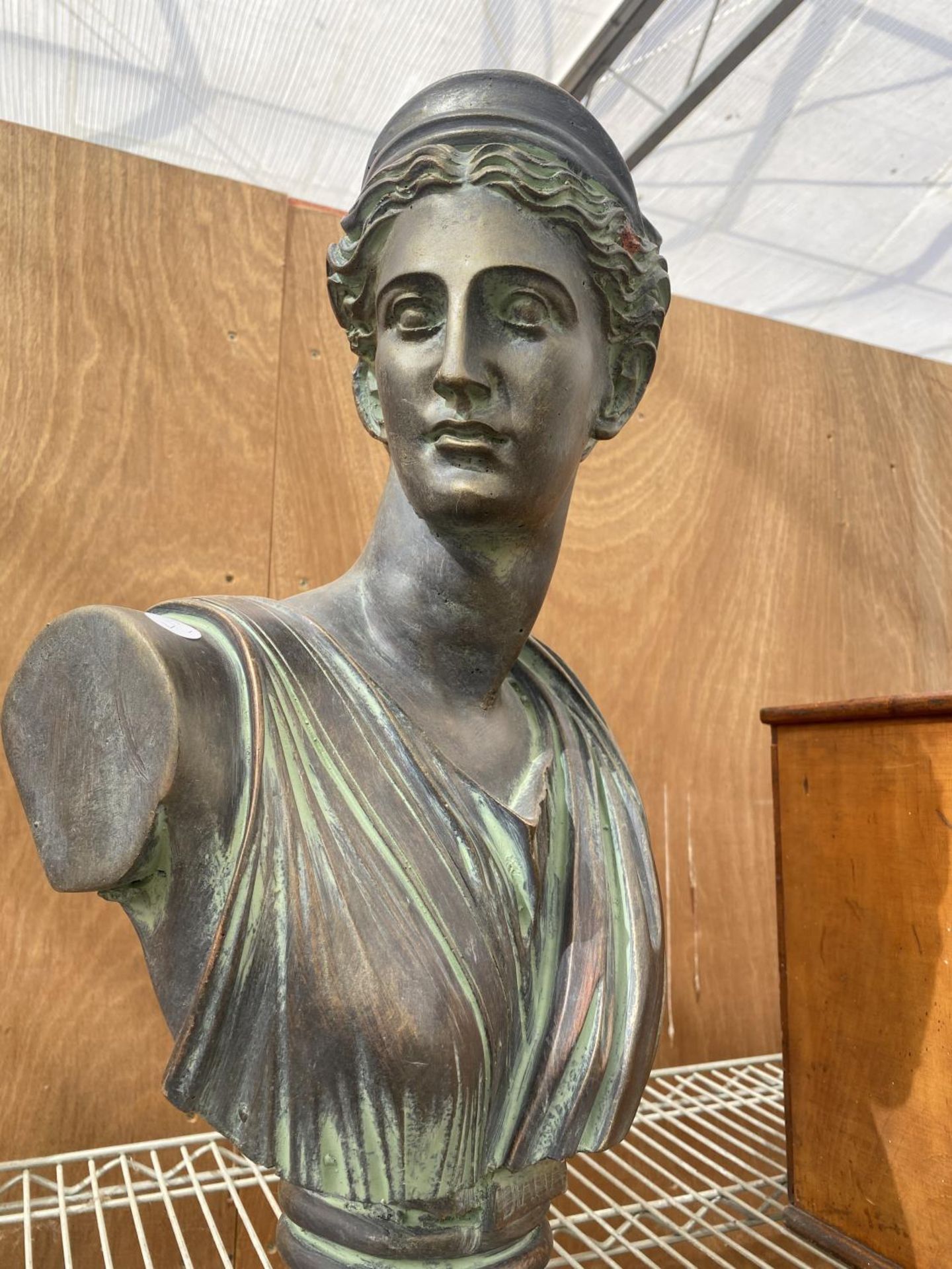 A BRONZE EFFECT BUST OF 'DIANA' (H:52CM) - Image 2 of 3