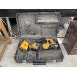 A DEWALT 18V SDS DRILL WITH CHARGER AND EXTRA BATTERY