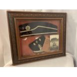 A FRAMED BOYS BRIGADE HAT AND ARM BAND