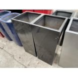 A PAIR OF SQUARE GRAPHITE PLANTERS (H:90CM)