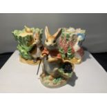 THREE BORDER FINE ARTS TO INCLUDE THE WORLD OF BEATRIX POTTER JEMIMA PUDDLE DUCK POT, BENJAMIN BUNNY