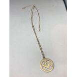 A 9 CARAT GOLD MASONIC MEDAL ON A CHAIN GROSS WEIGHT 6.2g