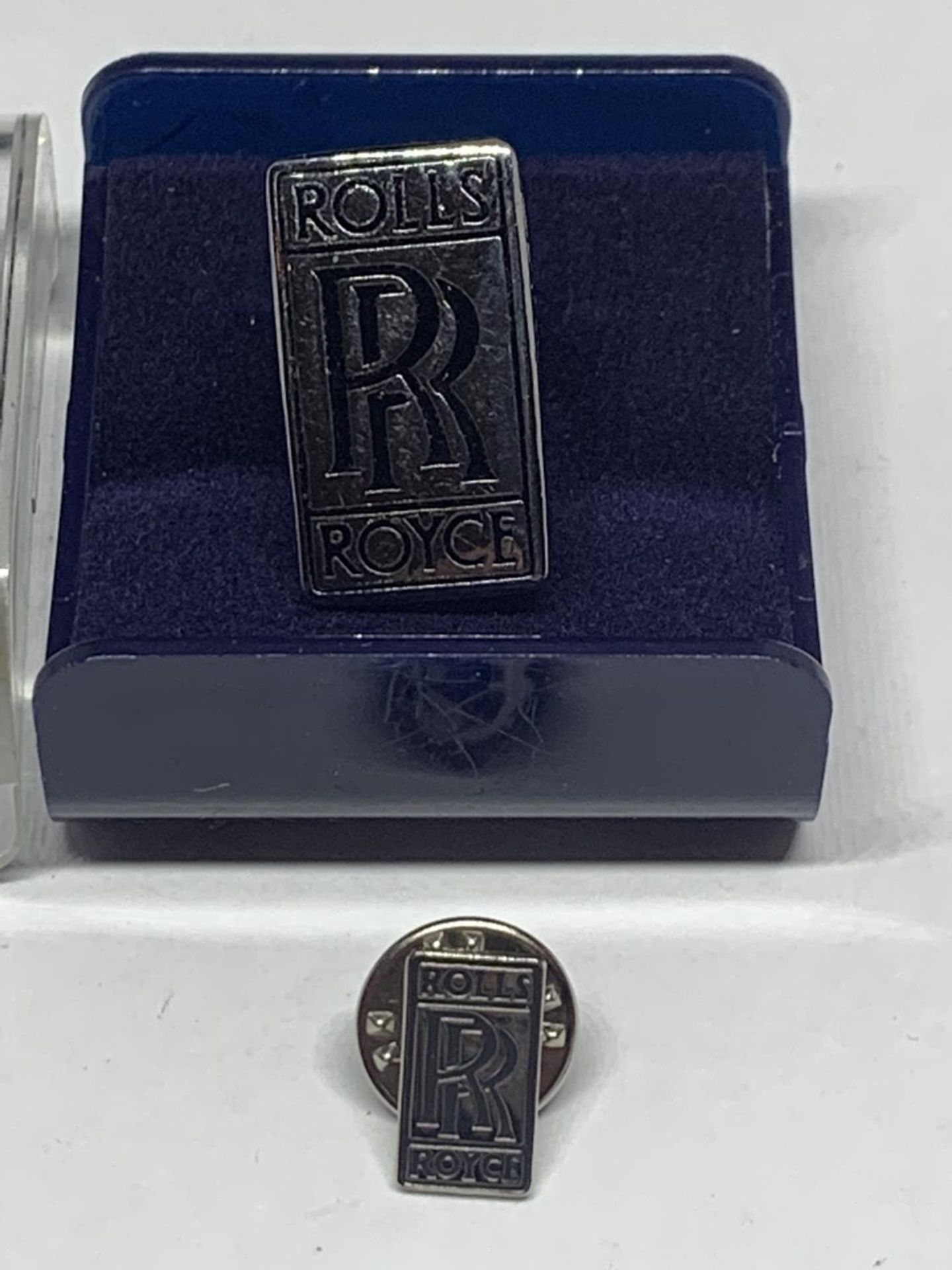 TWO ROLLS ROYCE BADGES IN A PRESENTATION BOX