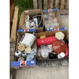 AN ASSORTMENT OF HOUSEHOLD CLEARANCE ITEMS TO INCLUDE A MIXER, CERAMICS AND GLASS WARE ETC