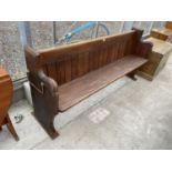 A VICTORIAN PITCH PINE PEW, 71" WIDE