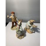 THREE ROYAL ALBERT BEATRIX POTTER FIGURINES TO INCLUDE MRS RABBIT AND PETER, PETER ATE A RADISH