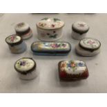 A COLLECTION OF SEVEN LADIES PILL BOXES AND A SMALL TRINKET BOX