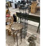 A METAL JARDINAIRE STAND AND A FURTHER 8 TIER METAL STORAGE UNIT