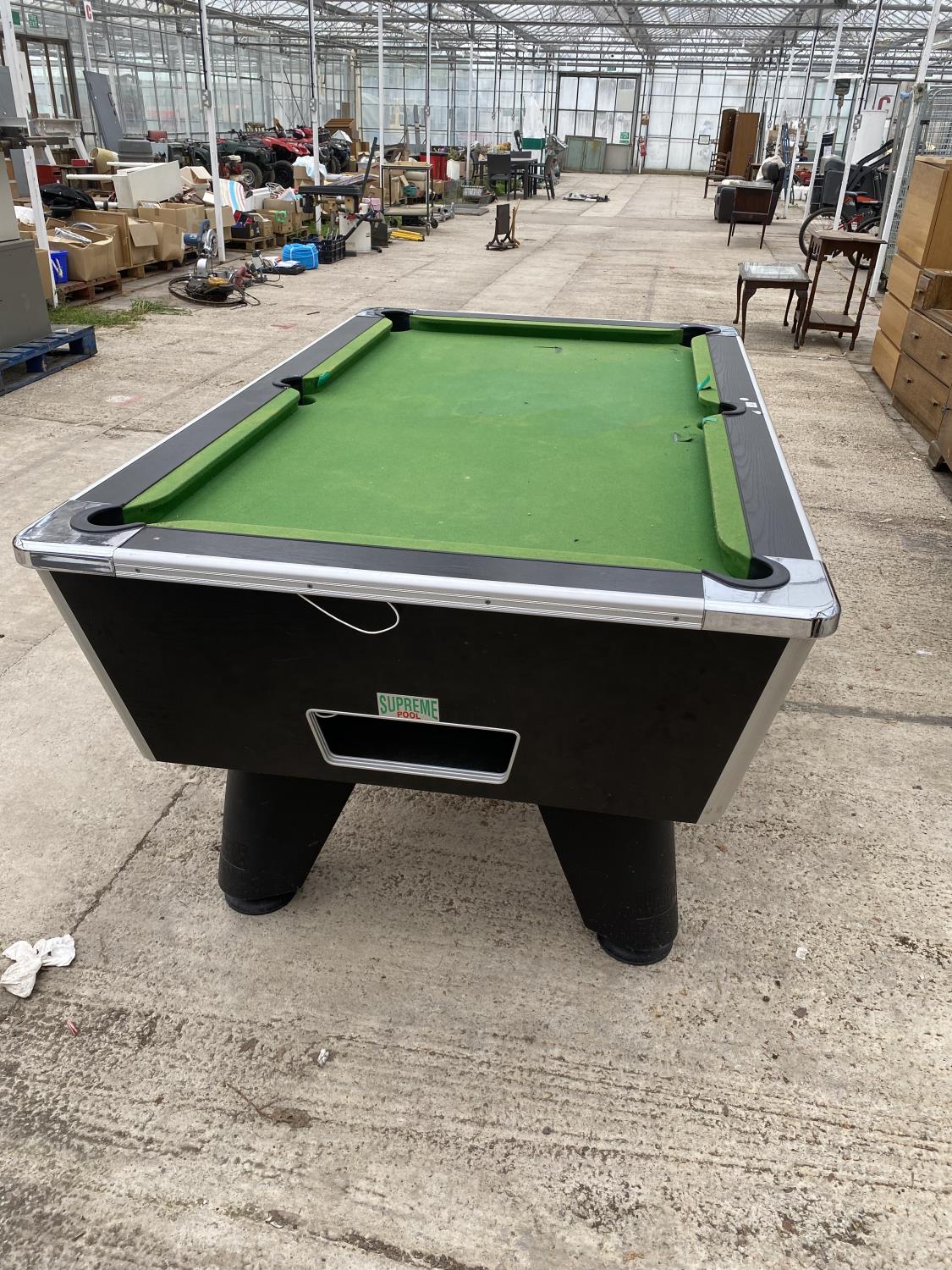 A POOL TABLE LABELLED 'SUPREME POOL' L:74" W:43" - Image 2 of 4