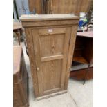 A VICTORIAN PITCH PINE SINGLE DOOR CABINET, 24" WIDE