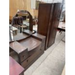 A MID 20TH CENTURY OAK WARDROBE AND DRESSING TABLE